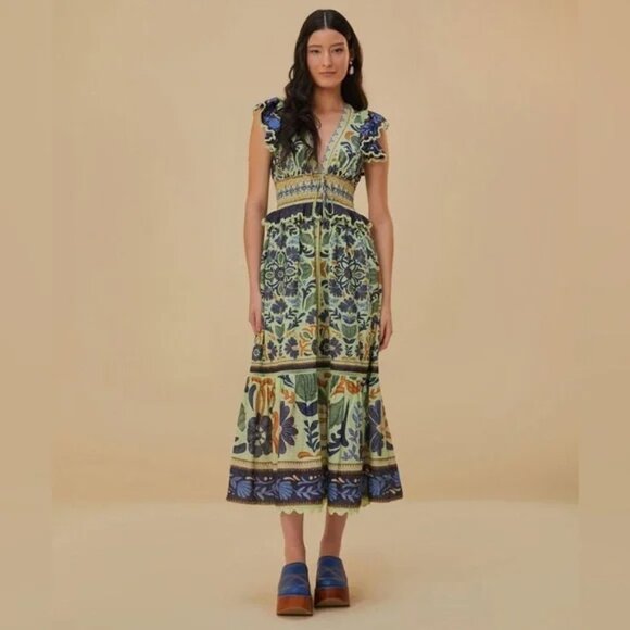 FARM Rio Ocean Tapestry Maxi Dress Size Small - Picture 3 of 16